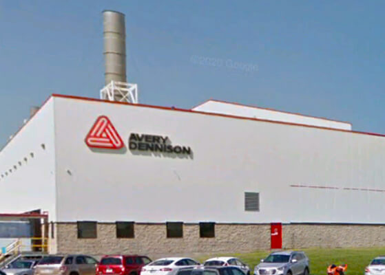 View of the Avery Dennison facility in Greenfield, Indiana