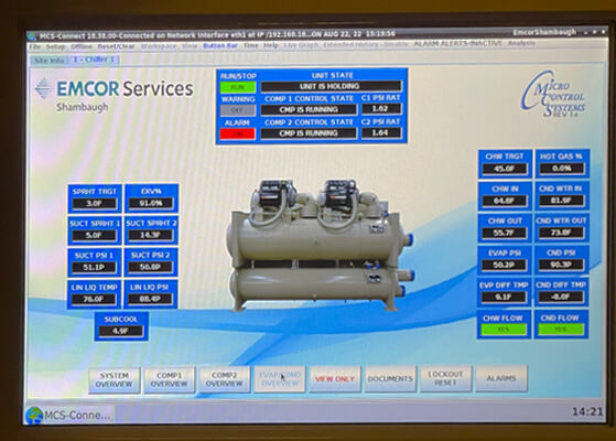 Computer screen showing the Chiller operating system